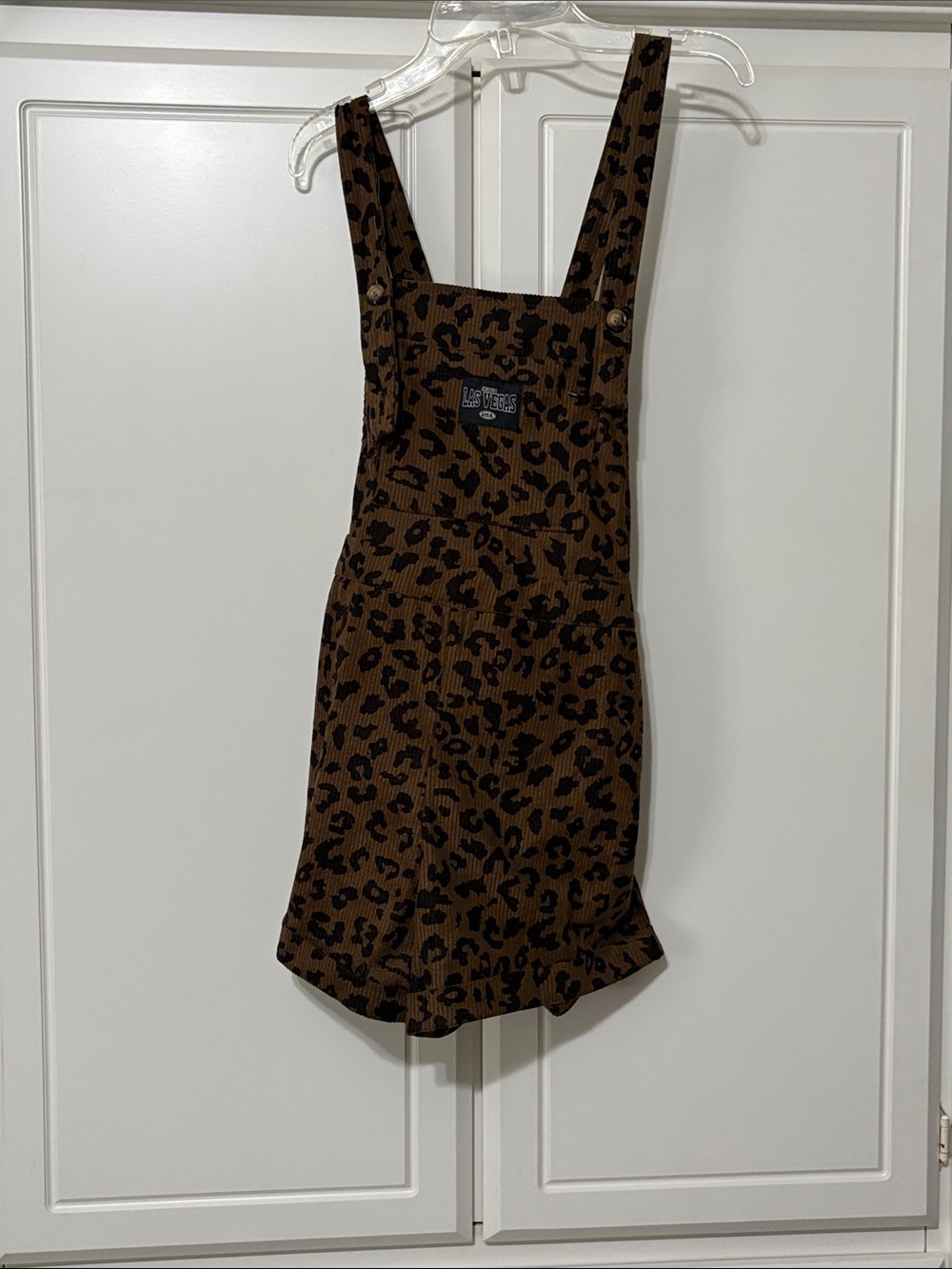 Brown Leopard Print Shorts Overalls